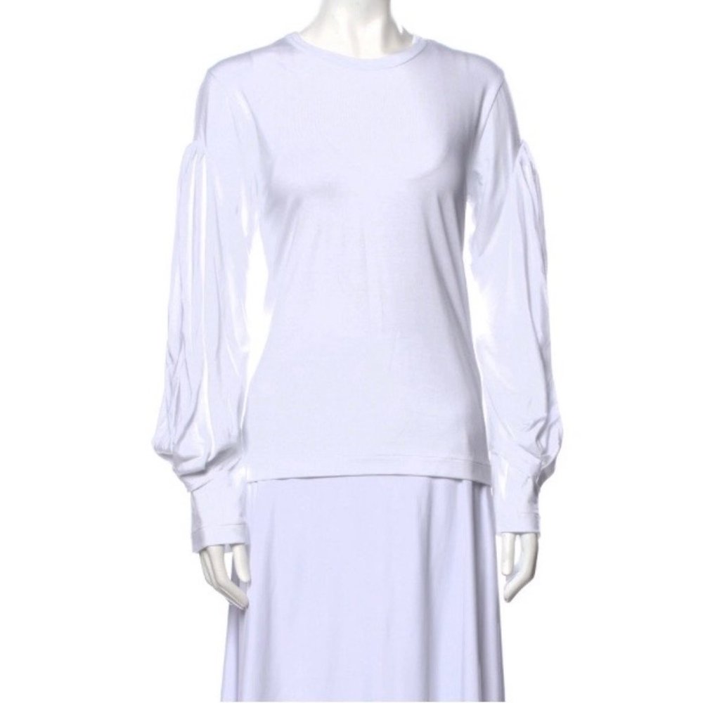 Comme de Garcons Top Authentic Womens Size M Double Sleeve White Crew Neck